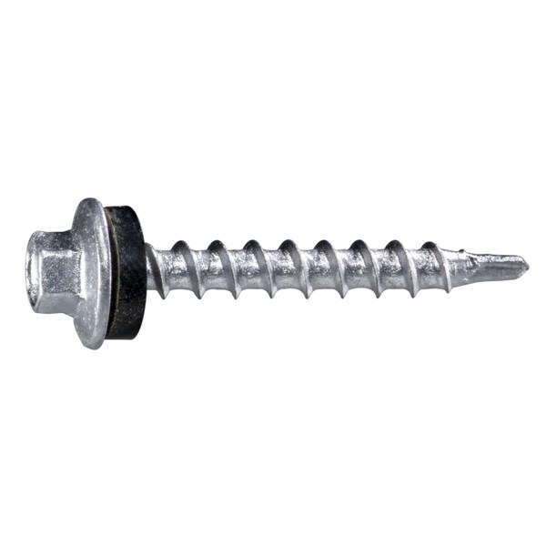 Midwest Fastener Self-Drilling Screw, #10 x 1-1/2 in, Silver Ruspert Steel Flange Hex Head External Hex Drive, 25 PK 30241 - main
